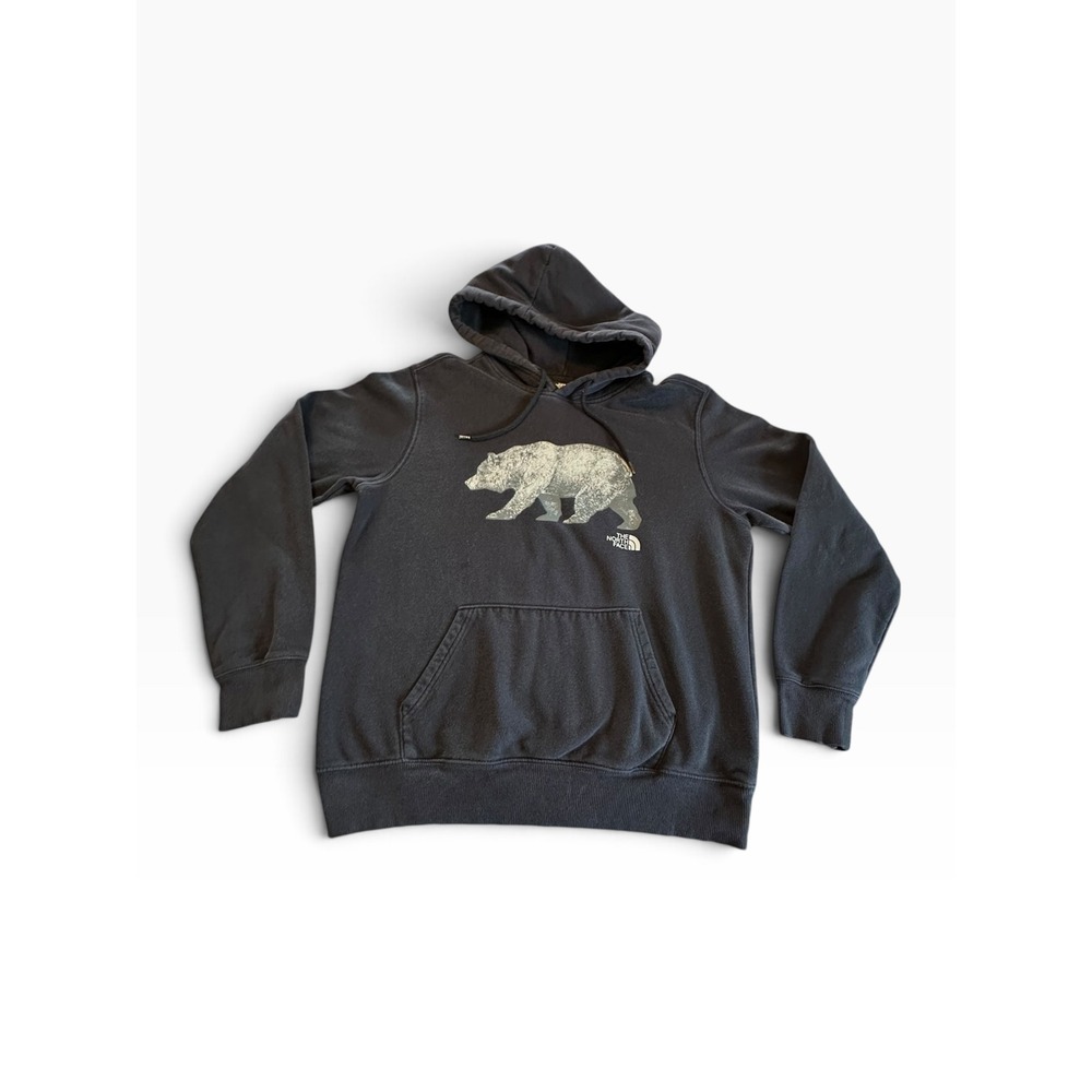 The North Face Hoodie Mens Medium Navy Blue Grizzly Bear Graphic EUC